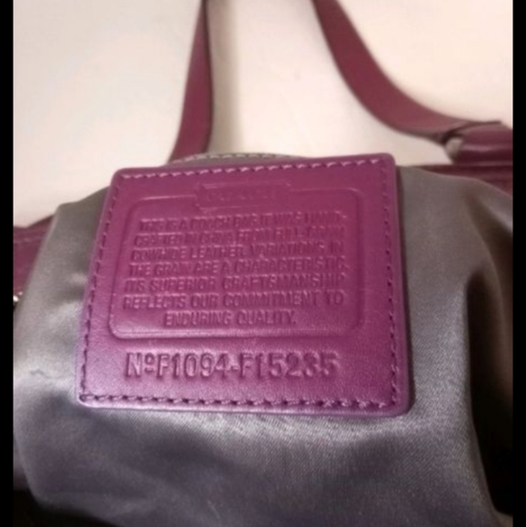 Coach East West Purse Tote Bag Womens Purple Medium F15235 Studded Leather Y2K - Picture 3 of 10